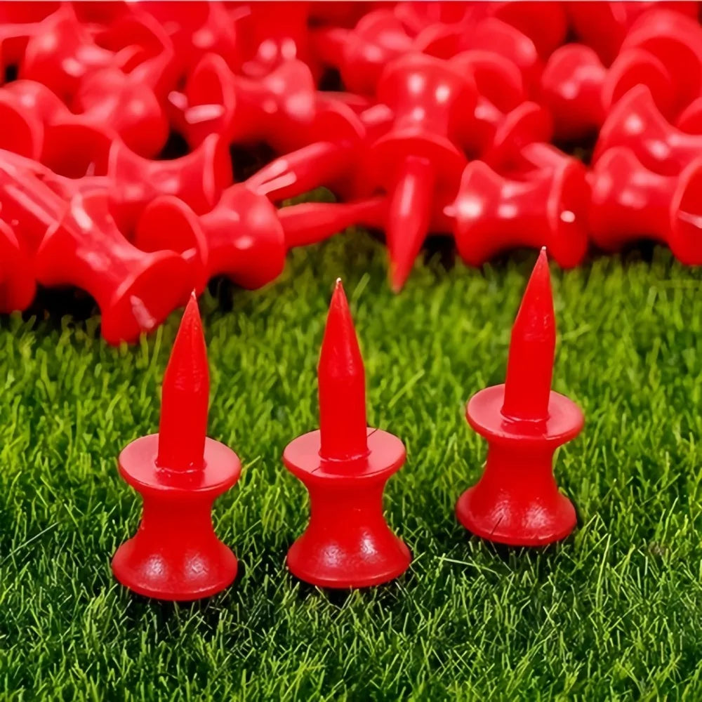 50pcs Portable Plastic Golf Tee Red Golf Nail Practice Supplies Wheel Shaped Double Limit Seat Ball Durable Not Easy To Break
