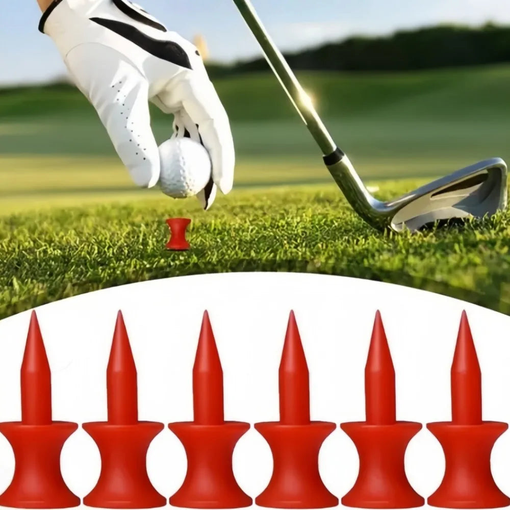50pcs Portable Plastic Golf Tee Red Golf Nail Practice Supplies Wheel Shaped Double Limit Seat Ball Durable Not Easy To Break