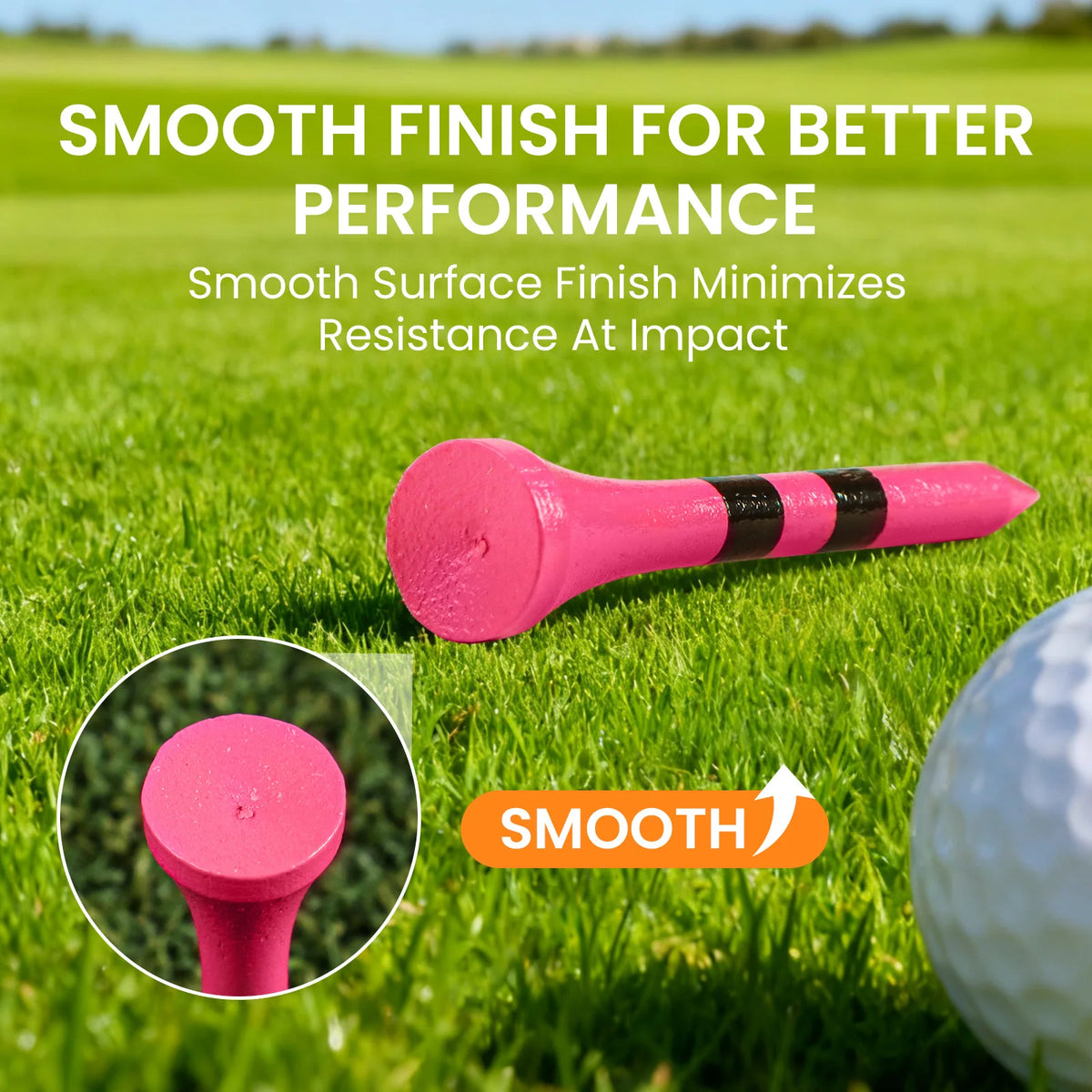 Short Golf Tees 54mm Wood for Iron Shots Bulk 50/100 Pack, Bamboo Tee for Stable Low-Tee Height