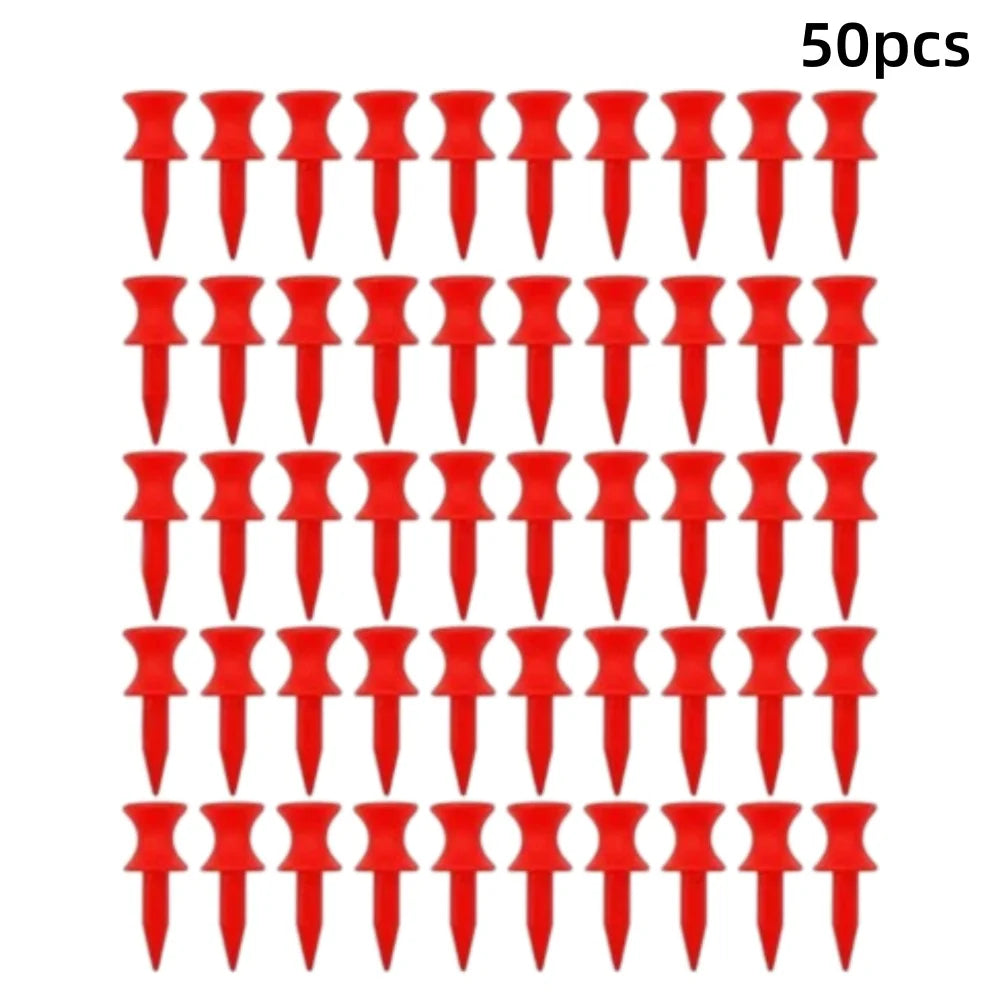 50pcs Portable Plastic Golf Tee Red Golf Nail Practice Supplies Wheel Shaped Double Limit Seat Ball Durable Not Easy To Break