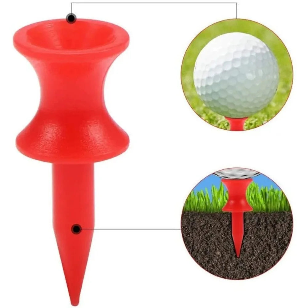 50pcs Portable Plastic Golf Tee Red Golf Nail Practice Supplies Wheel Shaped Double Limit Seat Ball Durable Not Easy To Break